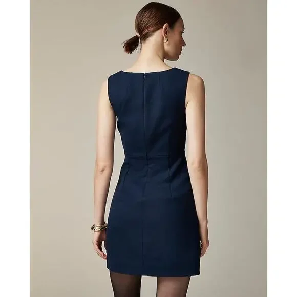 J.Crew Sofia sleeveless dress in structured wool Navy Size 12 NWT - Picture 4 of 8